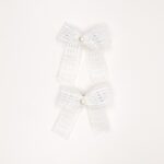 Pearl Lace Bow Hair Clips