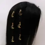 Crescent Star Dangle Hair Rings