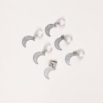 Textured Crescent Dangle Hair Rings - Image 2