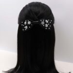 Pearl Bow Black Hair Clip - Image 3
