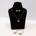 Gold Half Moon Pendant Jewelry Set