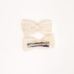 Beige Lace Bow Hair Clips - Image 2