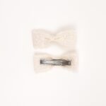 Beige Lace Bow Hair Clips - Image 2