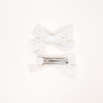 White Lace Bow Hair Clips - Image 2