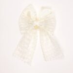 Ivory Satin Lace Bow Hair Clip - Image 2