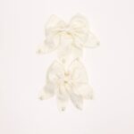 Ivory Bow Hair Clips with Pearl Tips