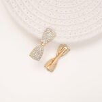 Gold Crystal Bow Hair Clips - Image 2