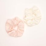 Embroidered and Polka Dot Hair Scrunchie Set