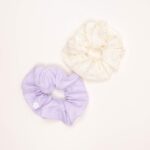 Embroidered and Polka Dot Hair Scrunchie Set - Image 2