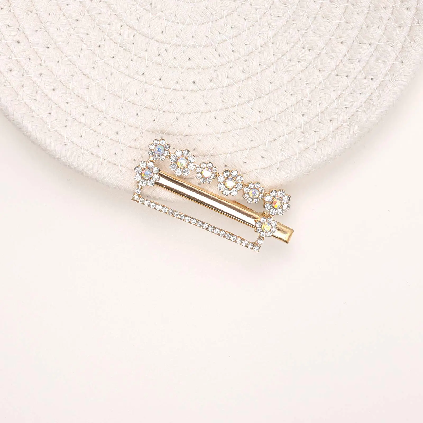 SA8GSHC13 (A) Floral Rectangle Rhinestone Hair Clip - Image 1