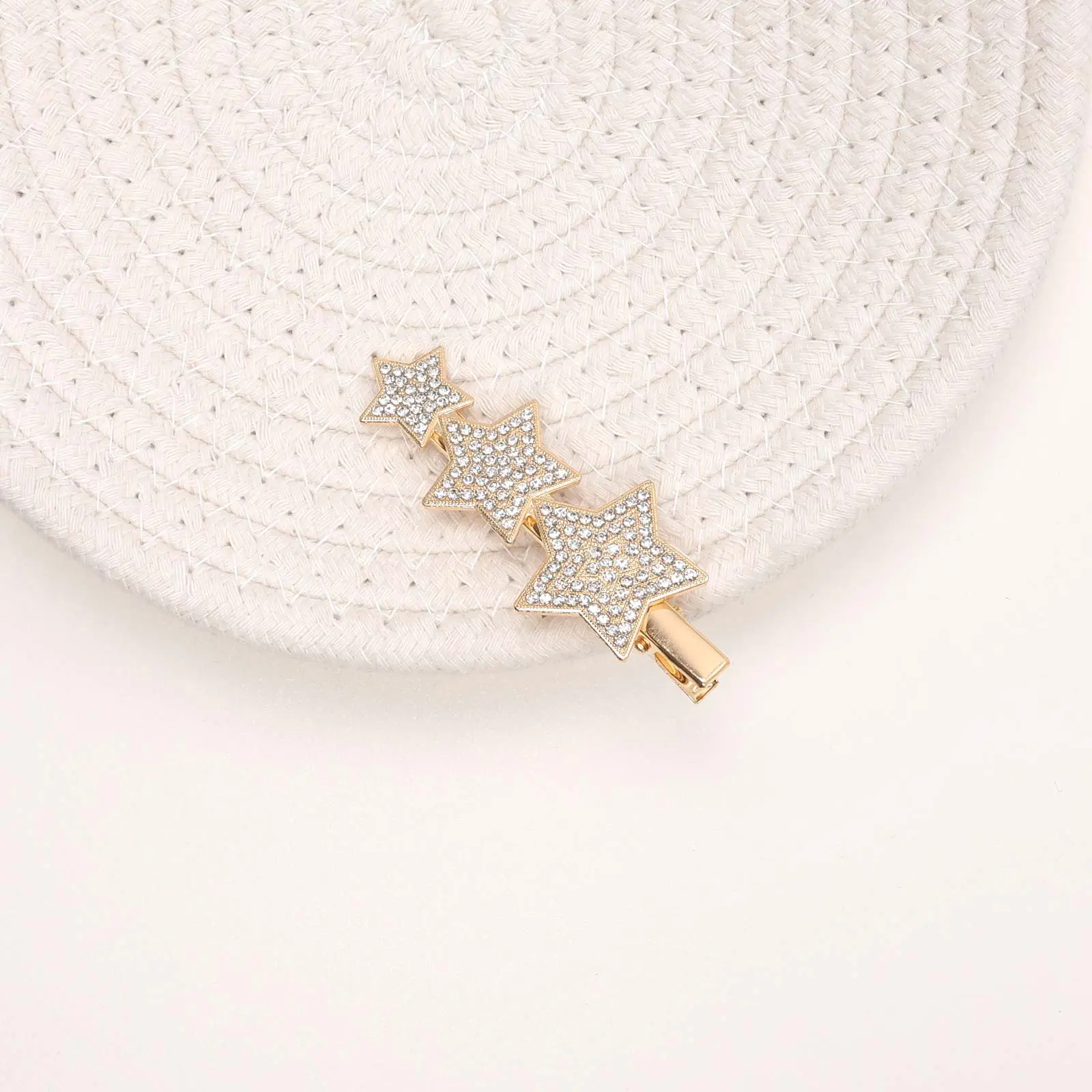 SA8GSHC15 Triple Star Rhinestone Hair Clip - Image 1
