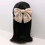 Crystal-Trimmed Fabric Bow Hair Clip