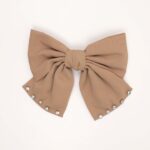 Crystal-Trimmed Fabric Bow Hair Clip - Image 7