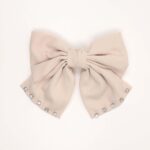 Crystal-Trimmed Fabric Bow Hair Clip - Image 5
