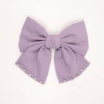 Crystal-Trimmed Fabric Bow Hair Clip - Image 4