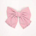 Crystal-Trimmed Fabric Bow Hair Clip - Image 3