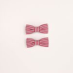 Bow Shape Striped Hair Clips Set - Image 2