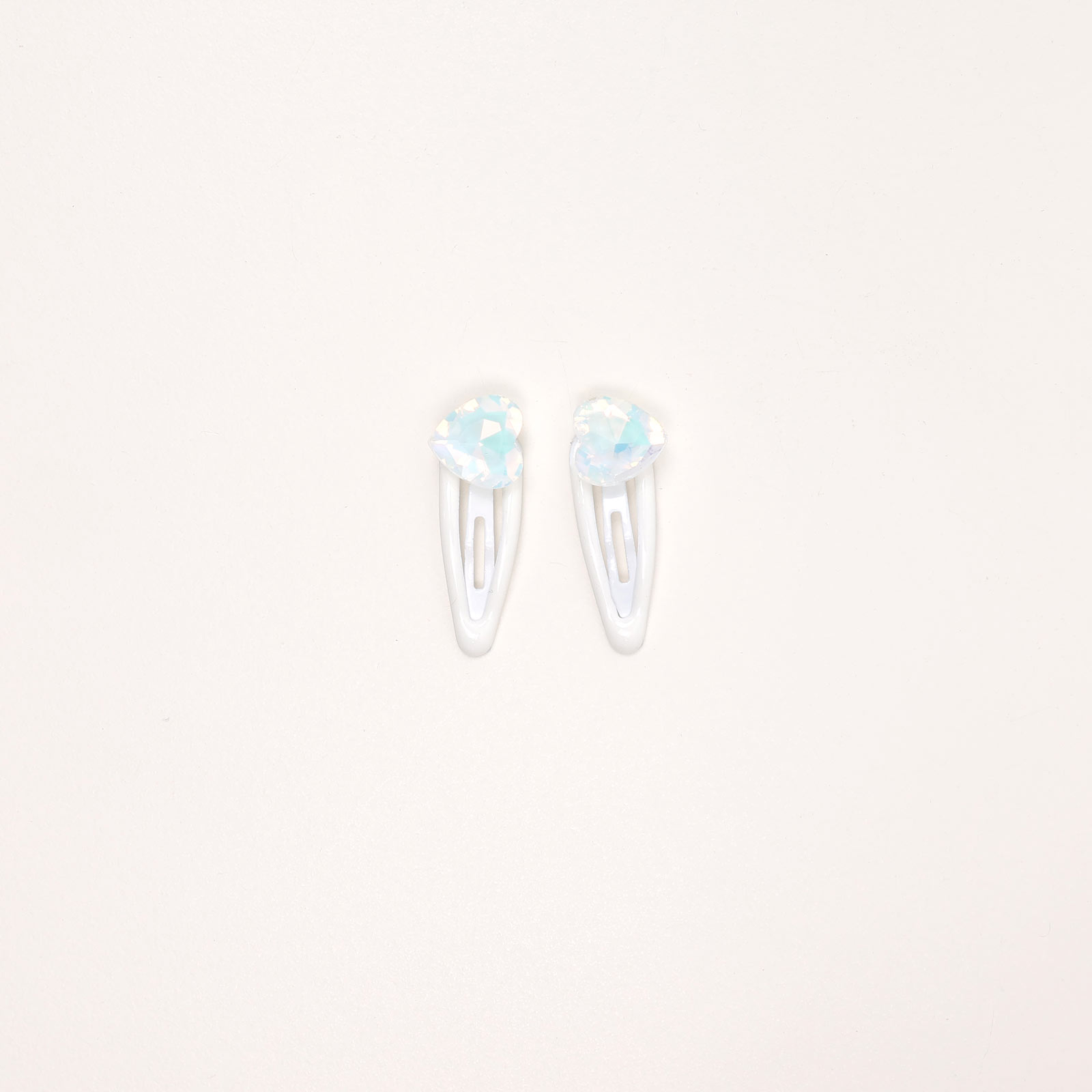 SA3.5MSHC2 (White) Mini Heart Gem Snap Hair Clips - Image 1