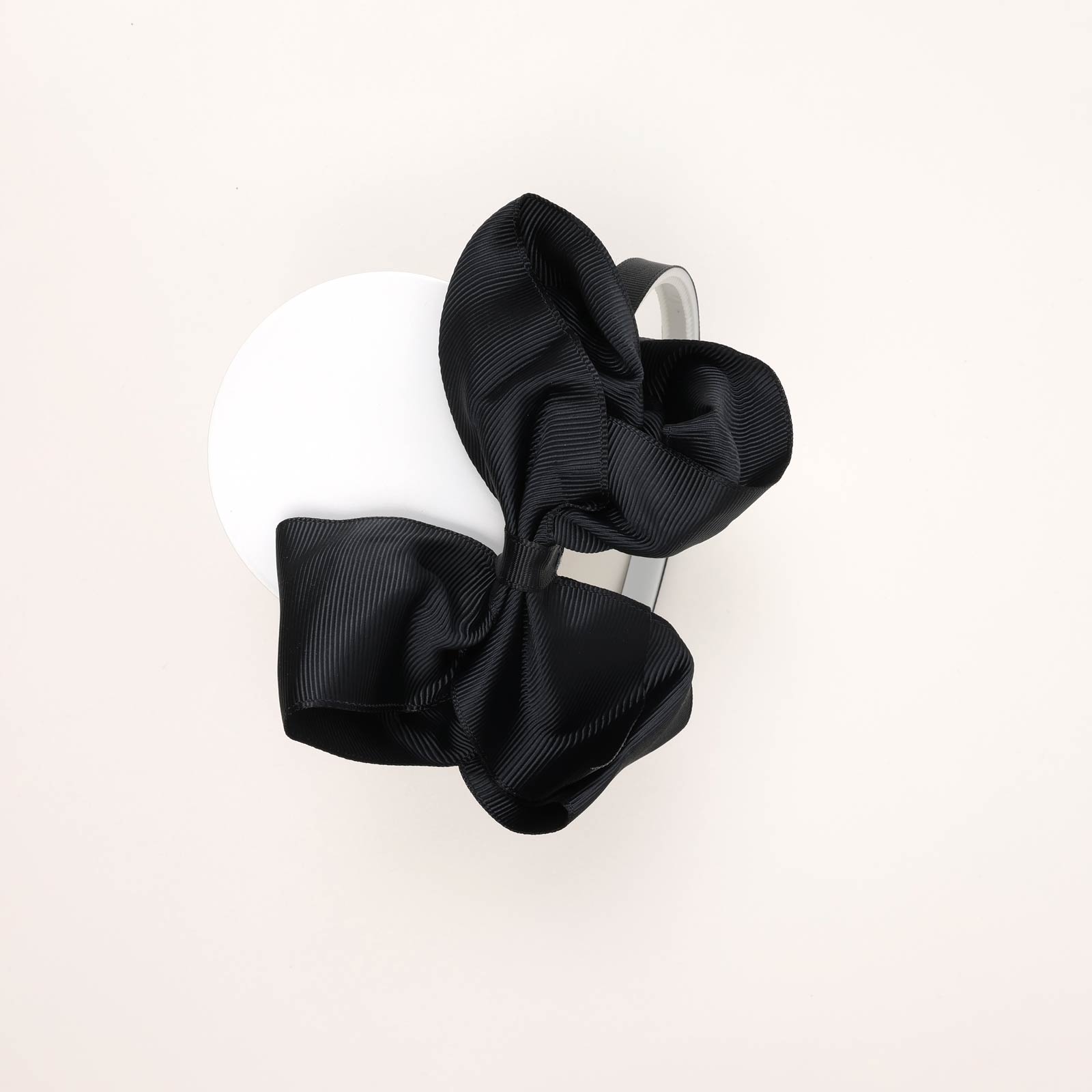 SA5.5BHB10 (Black) Layered Ribbon Bow Hairband - Image 1