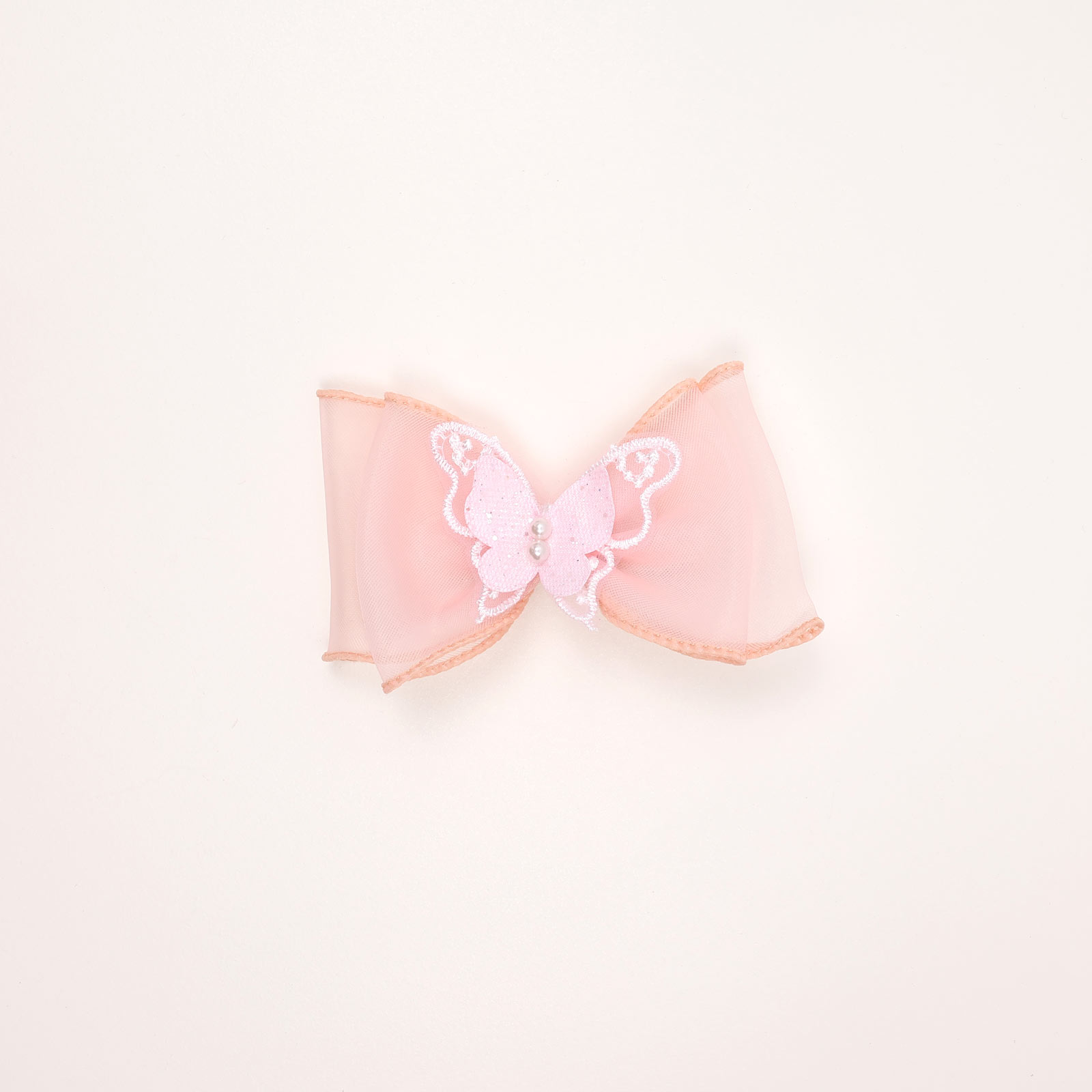 SA5OHC10 (Warm Rose) Butterfly Bow Clip with Pearl Accent - Image 1
