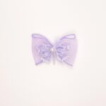 Embroidered Butterfly Bow Clip with Pearl Accent