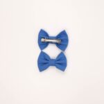 Blue Fabric Bow Hair Clip Set - Image 2