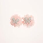 Fabric Flower Hair Clips with Butterfly Accent