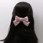 Knotted Bow Hair Clip with Rhinestone Trim - Image 2