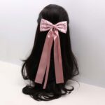 Bow Ribbon Hair Clip with Polka Dot Detail - Image 2