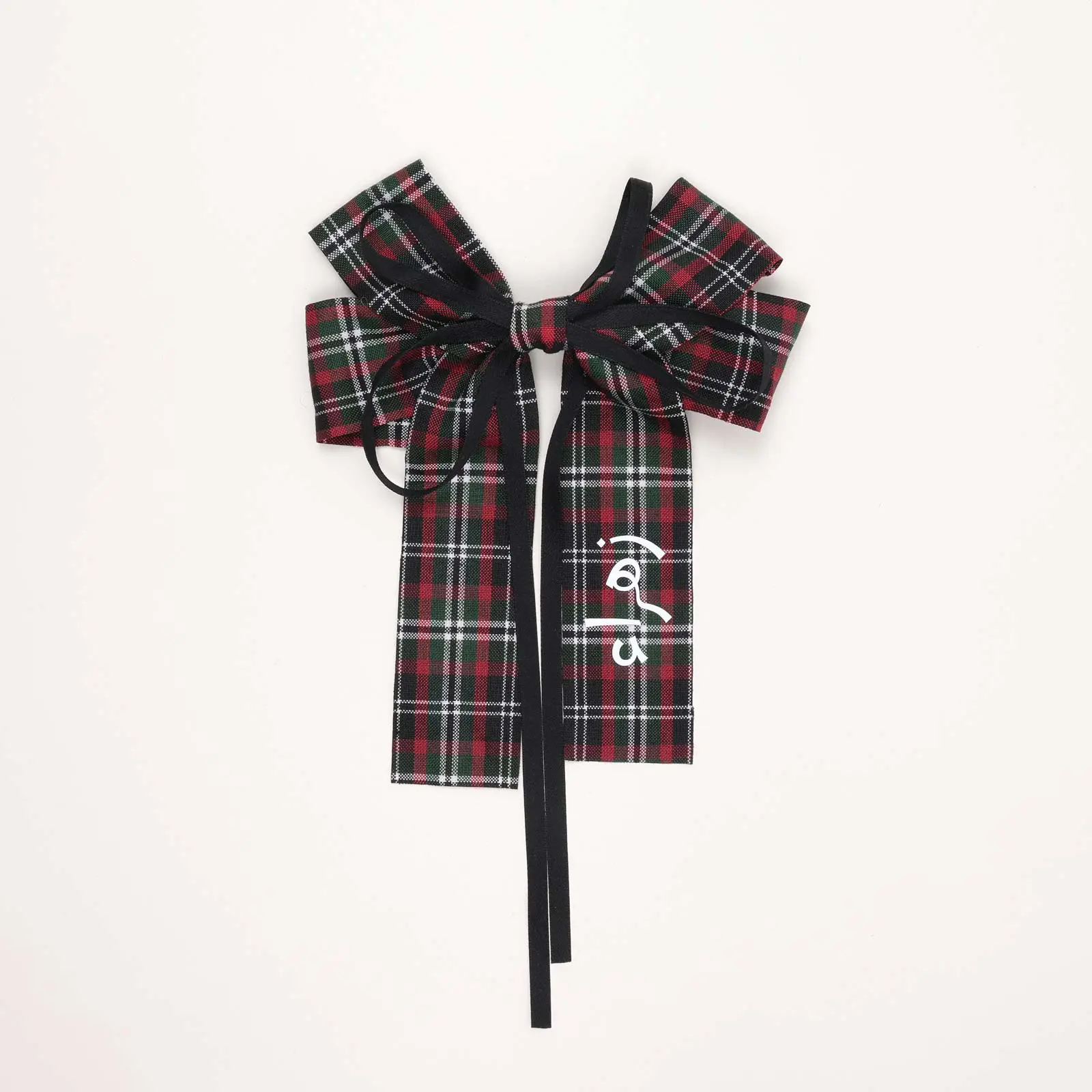 CH10SCHC12 (Print) Plaid Layered Bow Hair Clip - Image 1