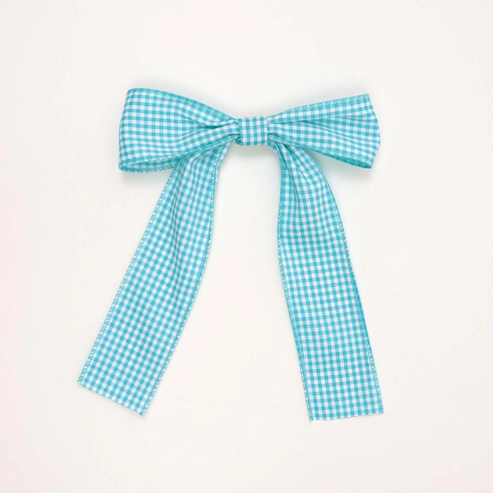 CH6CSCHC2 (Turquoise) School Hair Clip with Long Tail Bow - Image 1