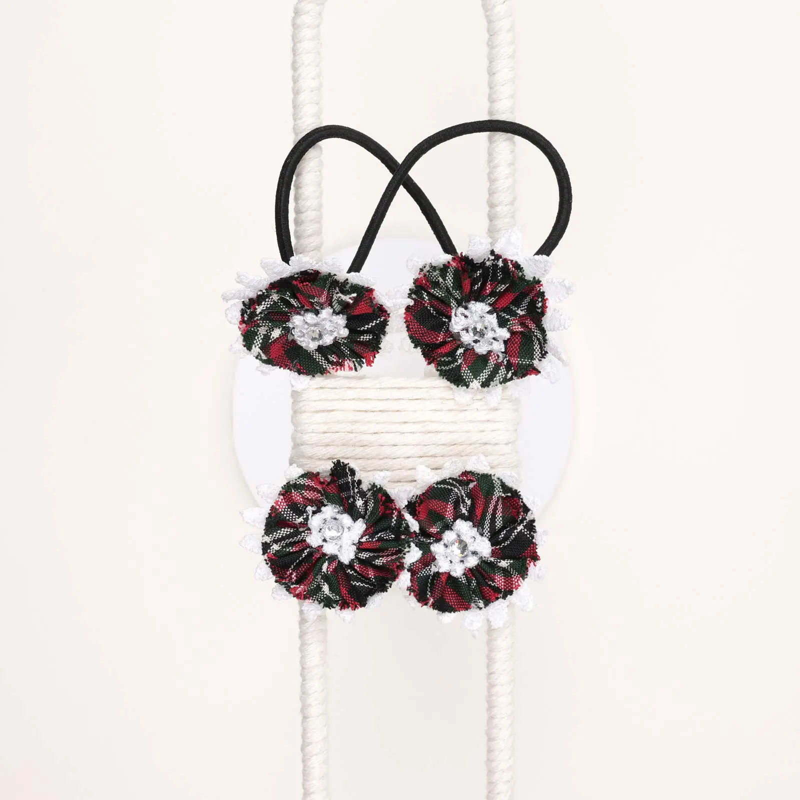 CH8SCHT2 Fabric Flower School Hair Ties - Image 1