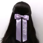 School Hair Clip with Long Tail Bow Ribbon - Image 3